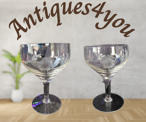 Vintage etched faceted - vintage, stem