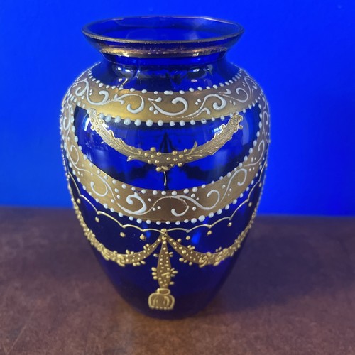 Bohemian murano cobalt blue - or,