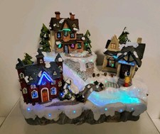 Fibre Optic Musical Christmas Village Scene Changing Colours 