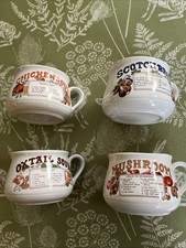 1980s Vintage Soup Recipe Mugs Set of 4