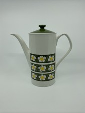 Johnson Brothers Coffee Pot Daisy Floral White Green Vintage