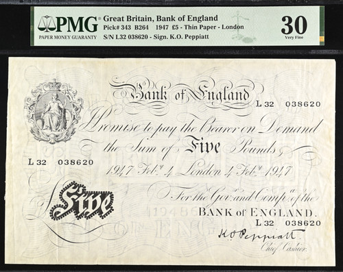 White five pound bank - white, note