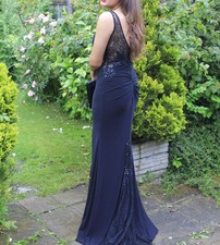 Black evening prom dress, Sherri hill, lacy, beaded, tail size 10 lined