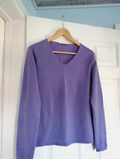 VGC DEANE & WHITE Size L 12 14 Purple Lilac Pure 100% Cashmere Jumper V-Neck