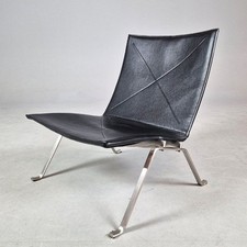 AFTER POUL KJAERHOLM PK22 STYLE EASY CHAIR BLACK LEATHER 