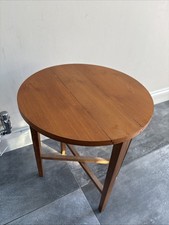 Vintage Poul Hundevad Small Teak Round Side Table Folding Danish 1960s 