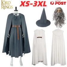 The Lord of the Rings Cosplay Costume Gandalf Dress Cloak Wig Outfit Halloween