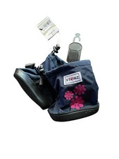 Stonz Navy Blue Nylon Booties • Pink Floral Accent Rubber Sole NWT Size M
