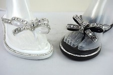 WOMENS LADIES FLATS SLIP ON FLIP FLOPS TOE POST SUMMER DIAMANTE BOW SANDALS SIZE