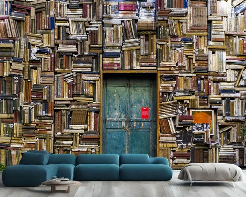 Vintage library book shelves - library,