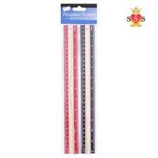 Wooden Ruler Scale Rulers 30cm Set of 2 Colourful Office/Home/School