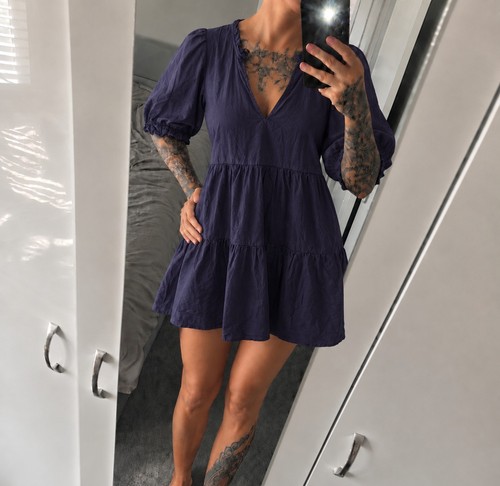 Navy smock dress - smock,