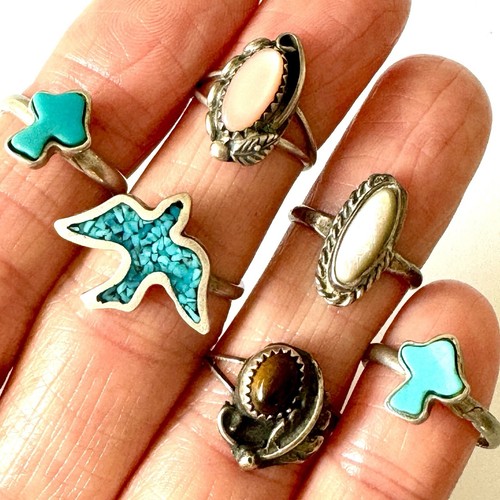 Vtg navajo ring lot turquoise - navajo,