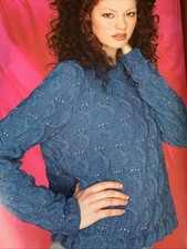 Knitting Pattern  1439  Ladies Textured Sweater In Rowan Denim DK Yarn