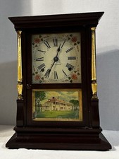 Antique SETH THOMAS PILLAR & SCROLL Working Mount Vernon Panel Clock