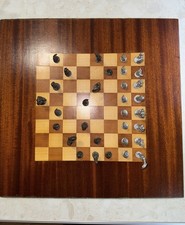 Vintage pewter chess set - pewter,