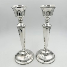 VINTAGE PAIR 9” CANDLESTICKS STERLING SILVER BIRMINGHAM 1971 A T CANNON