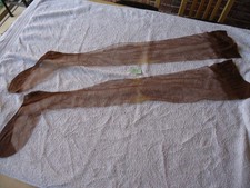 Worn Point Heel FULLY FASHIONED FF Nylon Stockings  L 10 -11 Leg 33-34 Chocolate