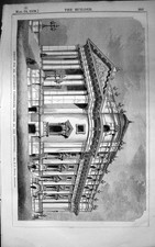 Antique Old Print Design Spurgeon Tabernacle Robins Architecture 1859 Builder