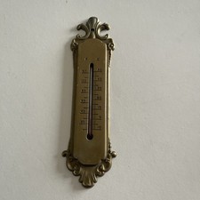 Antique Victorian Art Nouveau Cast Brass Thermometer Holder..Working 
