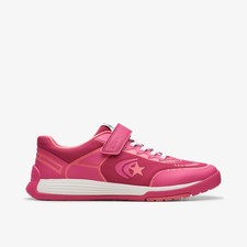 Clarks Girls CICA Star Flex Youth Pink Combination Synthetic Trainers Textile