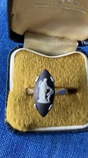 Wedgwood Sterling silver Ring with Black Jasperware  Inset in Original Box
