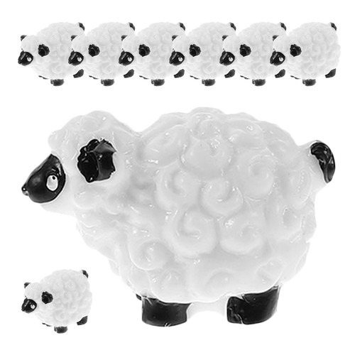 Set white resin sheep - resin,