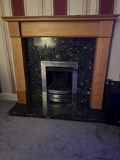 light oak colour fireplace / mantel marble hearth & back