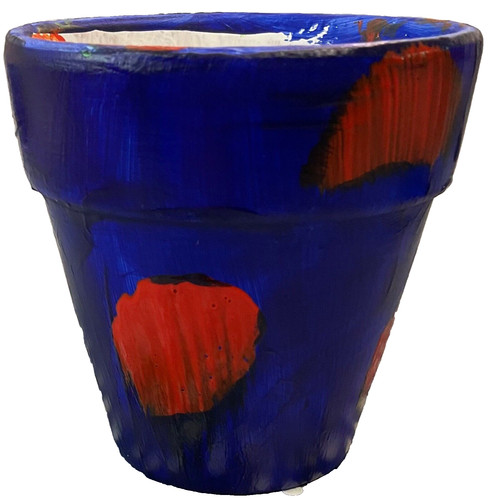 Hand painted terracotta - hand, plant