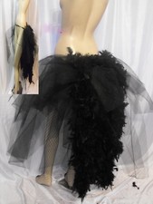 Big Black Swan Burlesque Slashed Layer Feathers Bustle Belt Train Tail xs XXxxxl