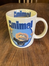 Disney The Muppets Animal Vintage Mug Cup Off-White Cream Blue Red Kermit Retro