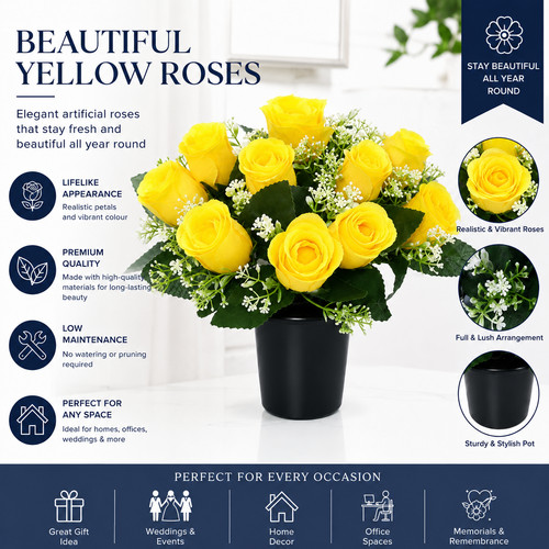 Artificial yellow rose grave - rose,