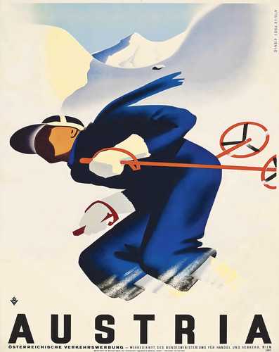 Austria snow ski poster - poster, winter