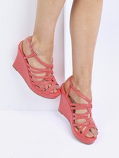 WOMENS LADIES ANKLE STRAP PLATFORM SANDALS FASHION HIGH HEEL WEDGES SIZE 3-8