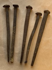 5, 85 Years Old Handmade Iron Nails, 5” (125mm) From Undertakers Workshop.
