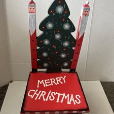 Christmas Tree Wood Doll Chair Vintage 1990's Hand Crafted & Painted 12" high