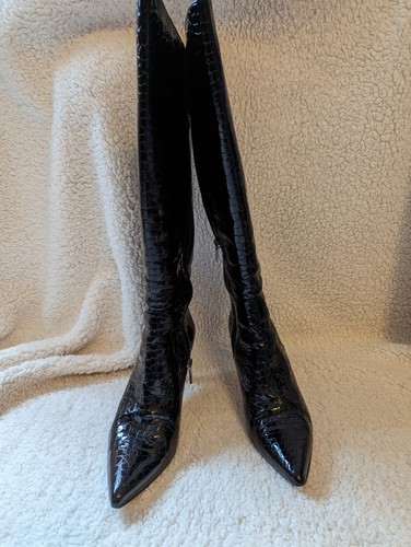 Black leather high heel - , boots