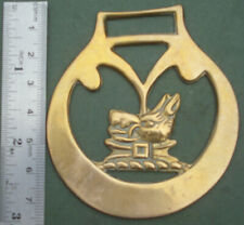 Horse Brass: Heraldic Boars Head, Free P&P, stamped? 