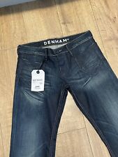 Denham Boy Boot Mens Blue Denim Baggy Boot Fit Jeans W27 L32 Fade Distressed NEW