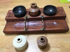 S & D Criterion Bakelite excelite mahogany 13 inch ink stand with pen holders