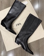 Zara Black Cowboy Style Boots