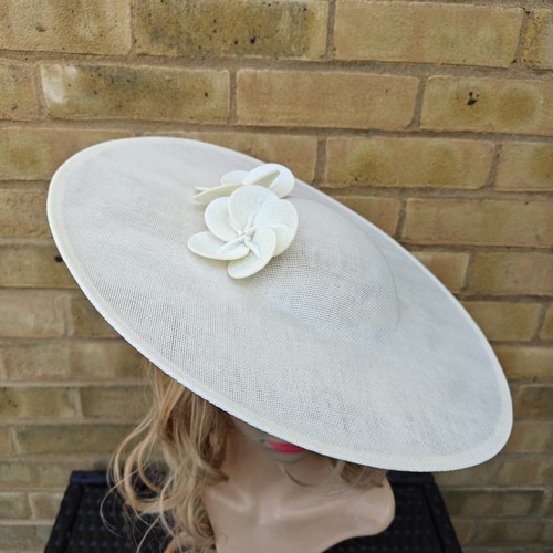 Ivory cream flower wide brim - ivory,