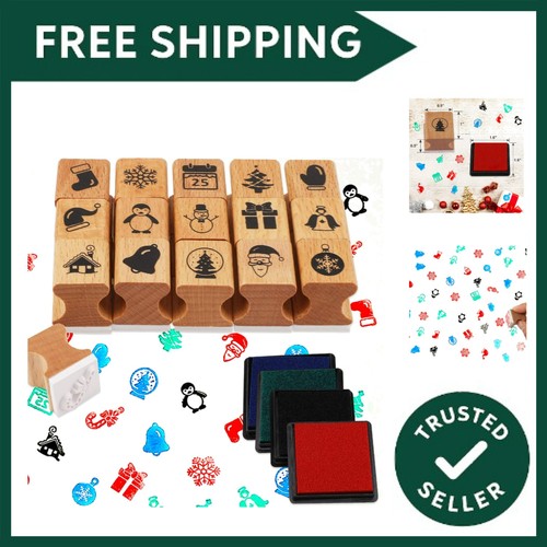 Wooden christmas stamps set - wooden,