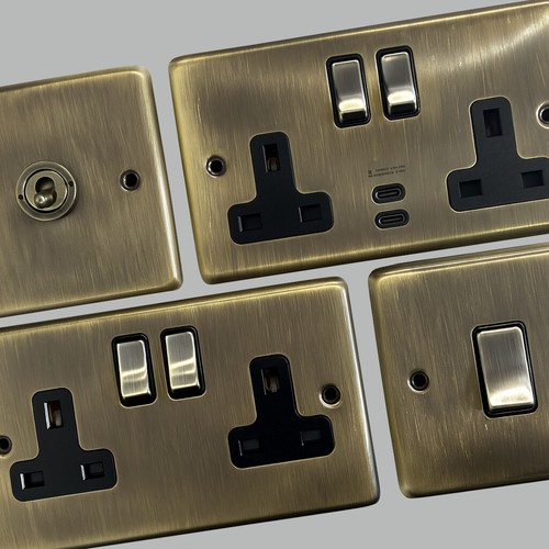 Antique brass sockets - brass,