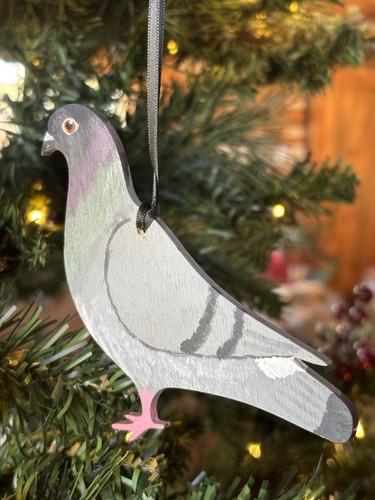 Hand painted pigeon ornament - hand,