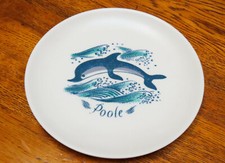 Poole Pottery Plate in Cream with a Dolphin on it  - Blues & Teals -Very Unusual