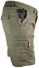 Mens Army Camouflage Cargo Elasticated Shorts Cotton Combat Half Pants Bottoms a