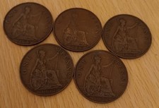 1932 One Penny Coin x5