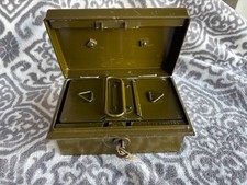 Vintage Green Metal Cash Box with key and insert