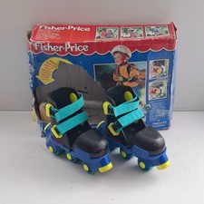 Fisher Price Easy In Line Roller Skates 123 Vintage- Black & Blue Adjustable 3-7